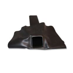 EPDM zijuitloop hemelwaterafvoer 60x80x300 mm met EPDM flap 45 graden, vooraanzicht